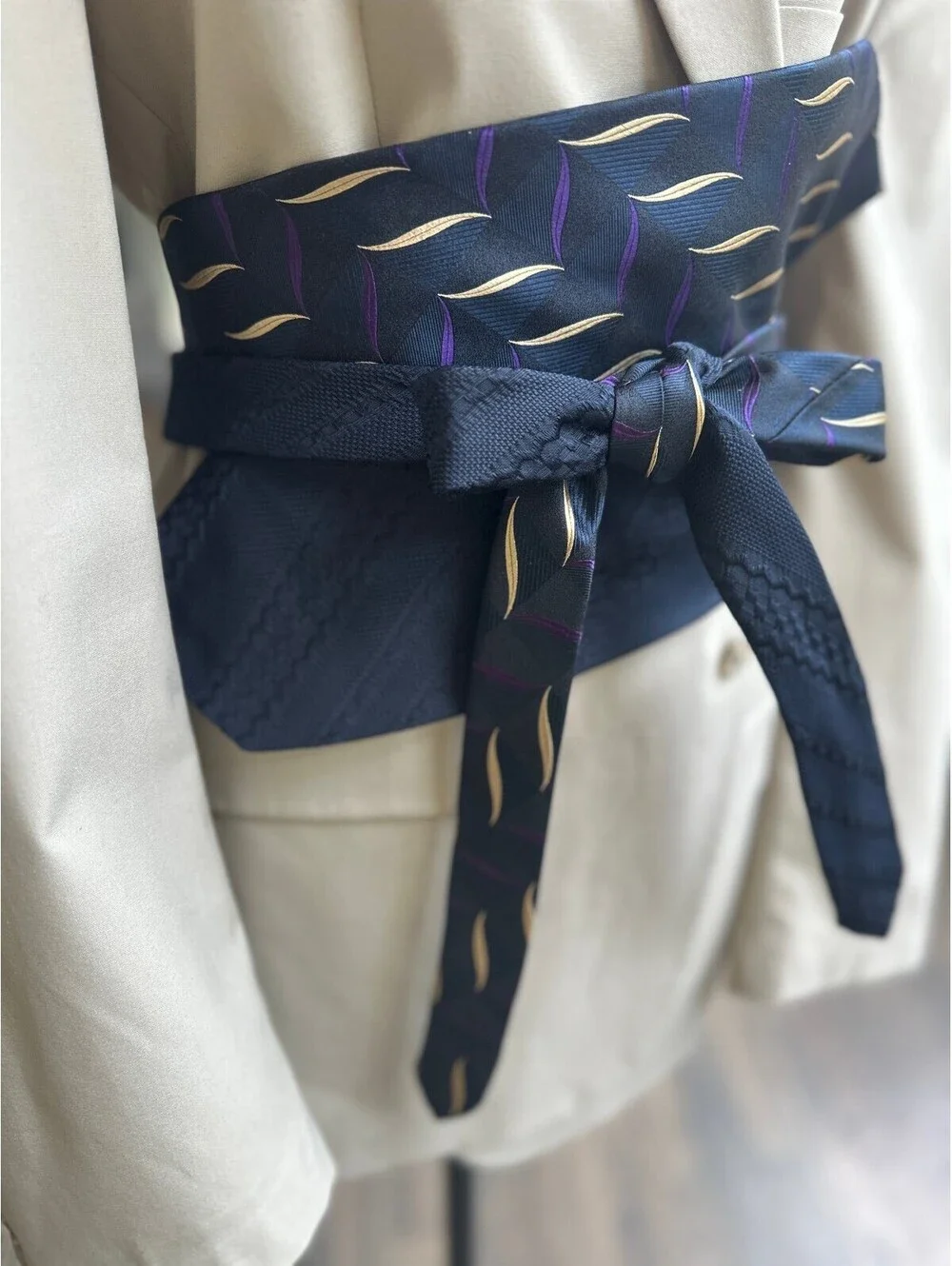 Upcycled Silk Necktie Obi Belt | Handmade Corset Style Belt | One-of-a-Kind | OS
